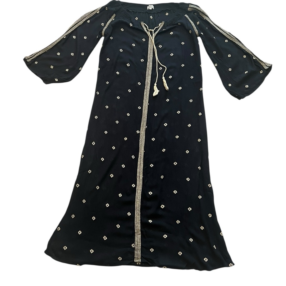 World Market Black & Beige Embroidered Maxi Dress S/M